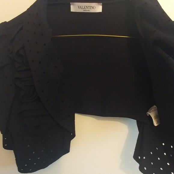 Valentino Black Ruffle Knit Shrug - Picture 9 of 14